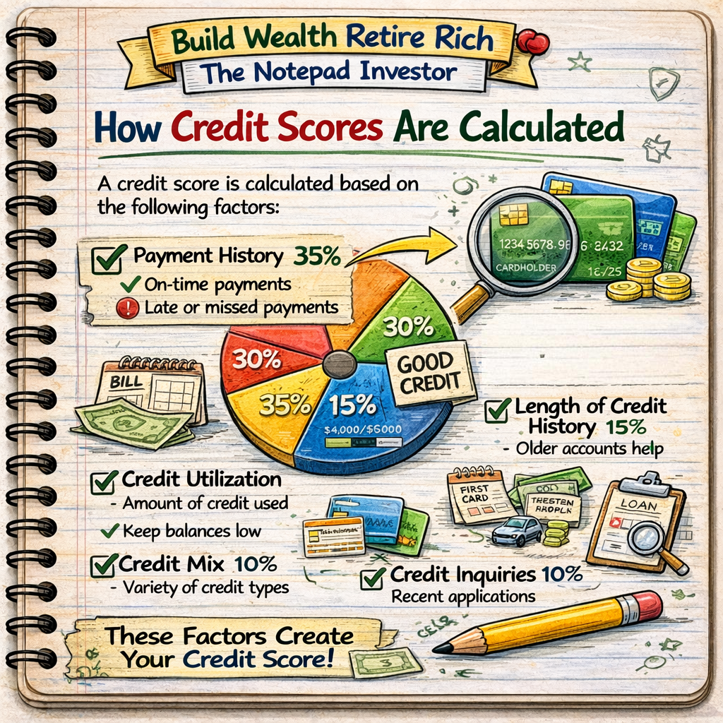 Notebook sketch explaining personal finance