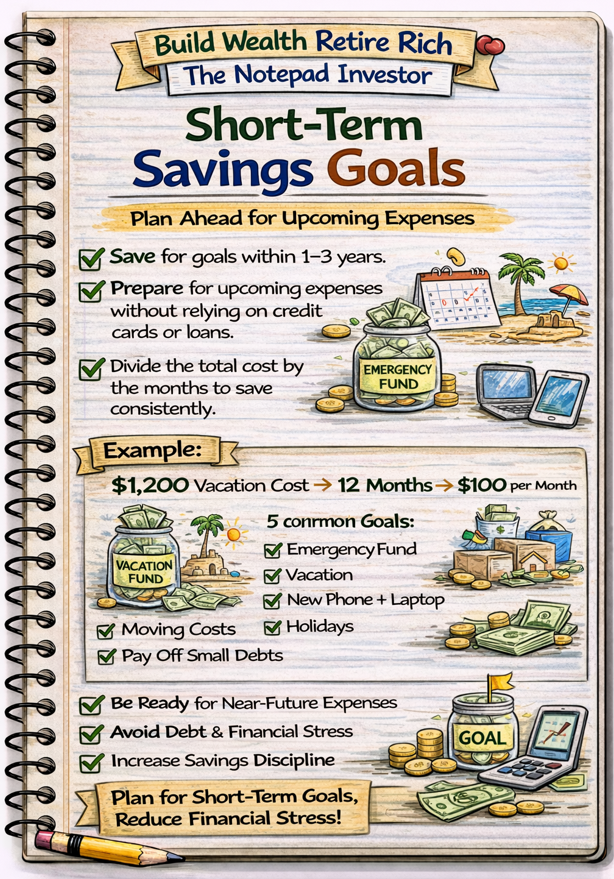 Notebook sketch explaining personal finance